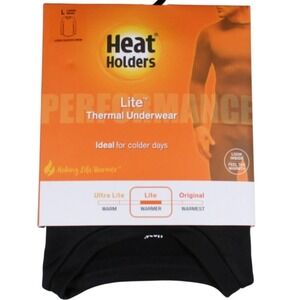 Heat Holders Lite Thermal Underwear Long Sleeve Crew Top Black Mens Large 42-44